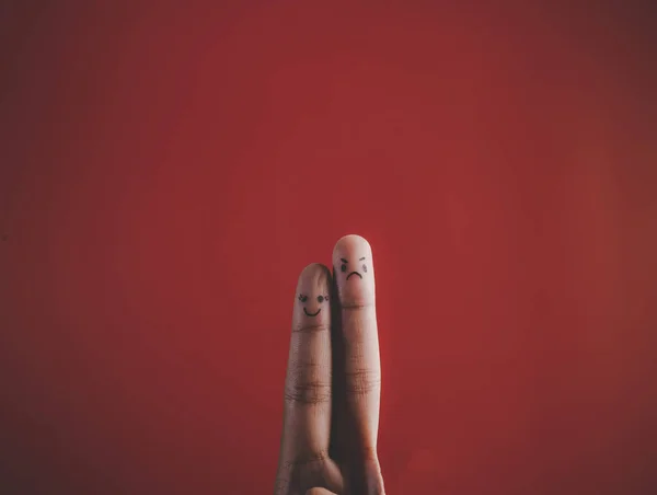 Finger Emotion Red Background — Stock Photo, Image