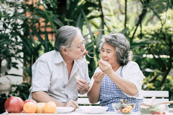 Elderly couples Cooking Healthy food together