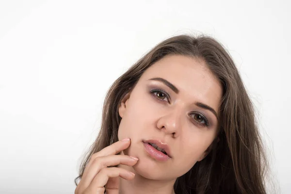 Belle Femme Avec Corps Sain Sur Fond Blanc — Photo