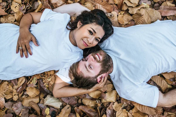 Happy Smiling Couple Diversity Love Moment Together — Stock Photo, Image