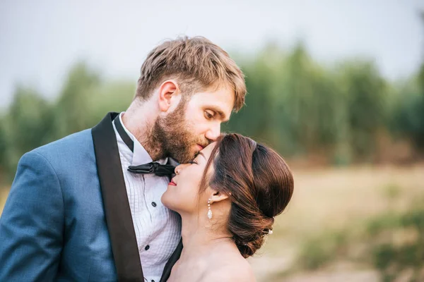 Braut Und Bräutigam Haben Zeit Für Romantik Und Glücklich Zusammen — Stockfoto