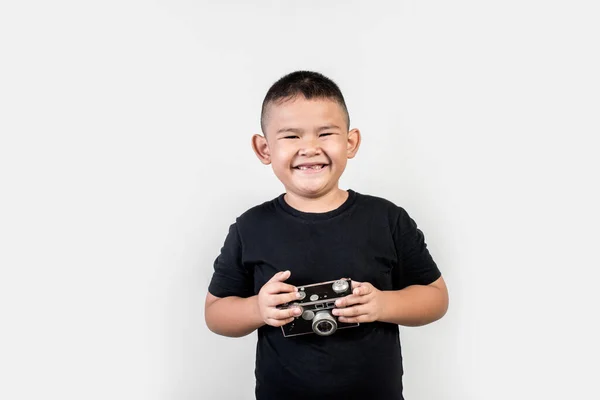子供の写真家は写真を撮る — ストック写真