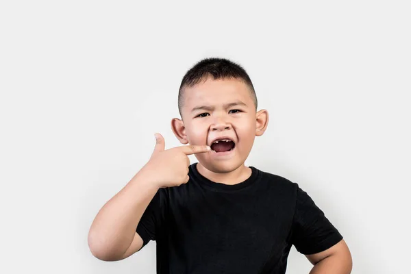 Funny Portrait Boy Studio Photo — Stock fotografie