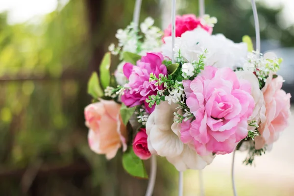 Flowers Decorated Wedding Background — Stock Photo, Image