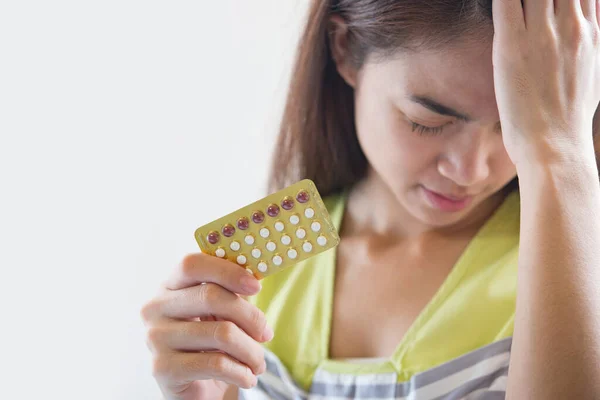 Woman Hand Holding Contraceptive Panel Prevent Pregnancy Royalty Free Stock Photos