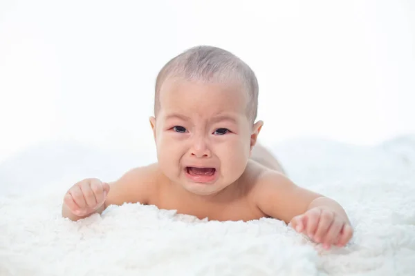 Los Bebés Están Tristes Cama — Foto de Stock