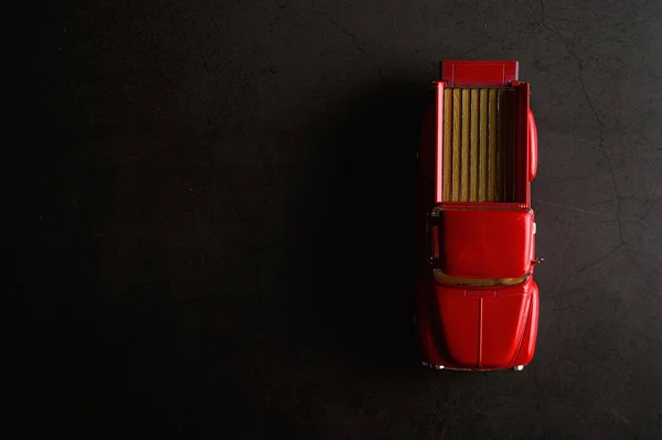 Red Pickup Model Black Floor — Stock Photo, Image