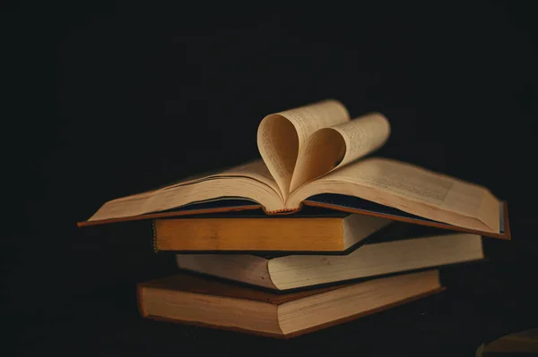 Still Life Heart Shaped Book — Stock Photo, Image