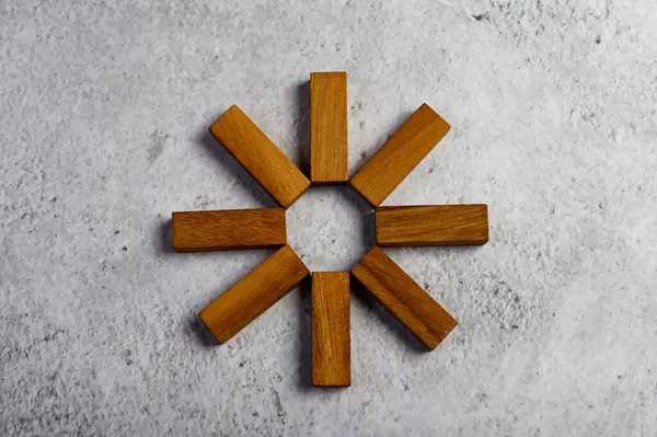 Wooden Blocks Used Domino Games Arranged Circle — Stock Photo, Image