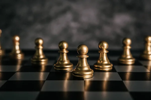 Gold Chess Chess Board Game Business Metaphor Leadership Concept — Stock Photo, Image