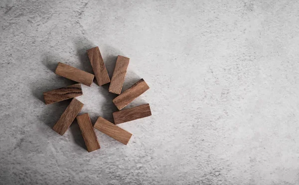 Tahta Bloklar Domino Oyunları Için Kullanılır Daire Şeklinde Dizilir — Stok fotoğraf