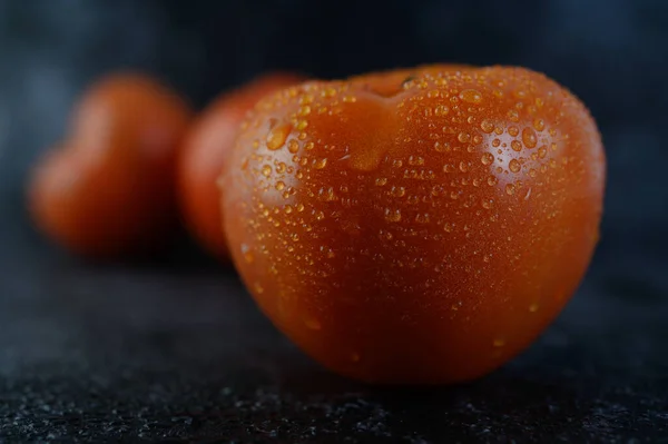 Organic Tomato Water Droplets Closeup Macro — Stock Photo, Image