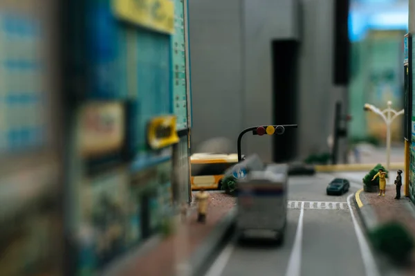 Крупним Планом Вид Невеликі Світлофори Дорозі — стокове фото