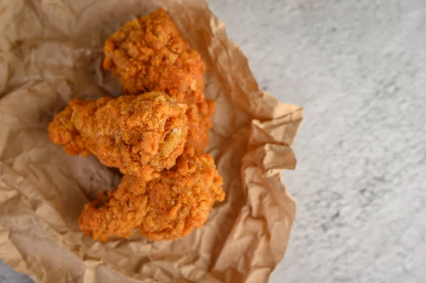 Crispy Fried Chicken Brown Paper — Stock Photo, Image