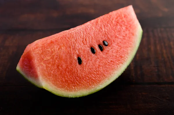 Sliced Watermelon Wooden Table — Stock Photo, Image