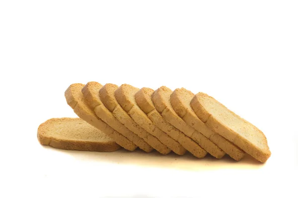 Krispig toast rusk isolerad på en vit bakgrund. — Stockfoto