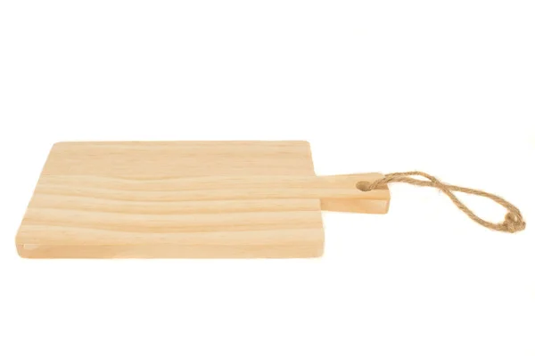 Placa de corte de madeira isolada no fundo branco — Fotografia de Stock