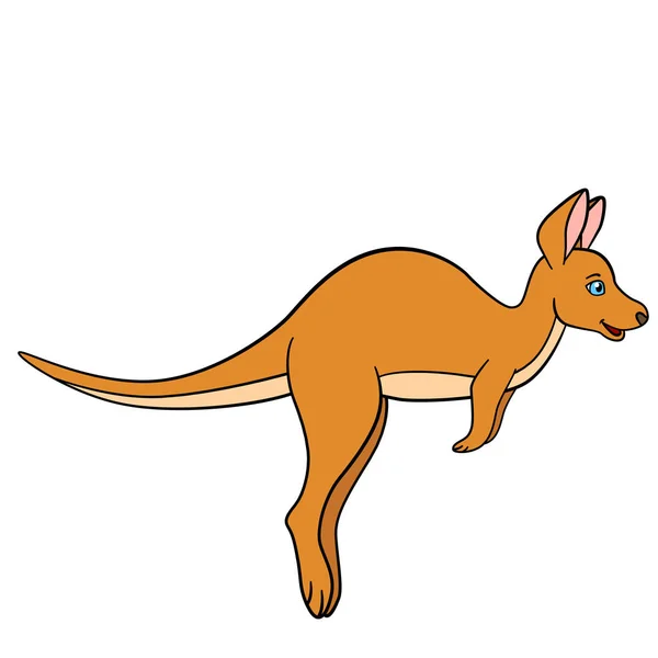 Zeichentricktiere Kleines Niedliches Baby Känguru Rennt Und Lächelt — Stockvektor
