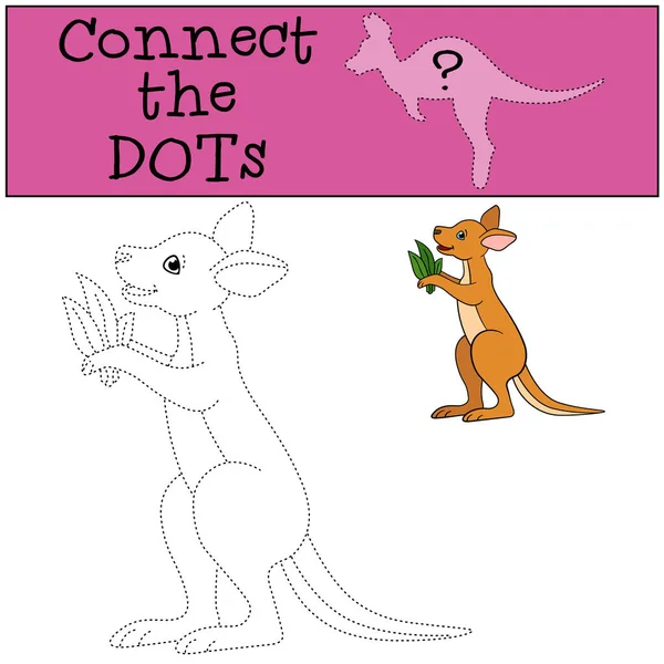 教育游戏 连接点 小可爱的袋鼠宝宝微笑 — 图库矢量图片