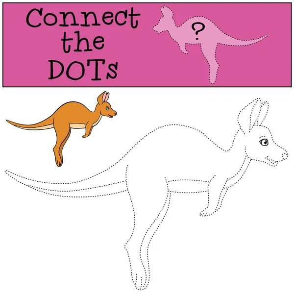 Lernspiel Verbinden Sie Die Punkte Kleines Süßes Baby Känguru Rennt — Stockvektor