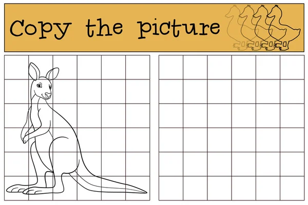 Lernspiel Das Bild Kopieren Niedliches Känguru Steht Und Lächelt — Stockvektor