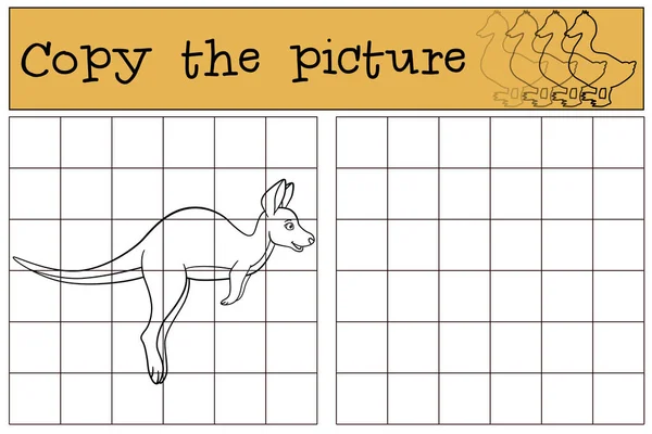 Lernspiel Das Bild Kopieren Kleines Süßes Baby Känguru Rennt — Stockvektor
