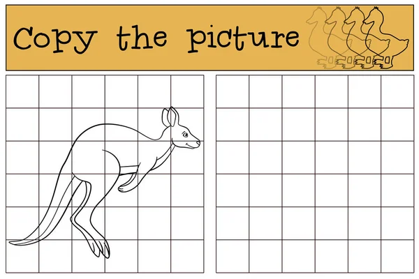 Lernspiel Das Bild Kopieren Niedliche Schöne Känguru Läuft — Stockvektor