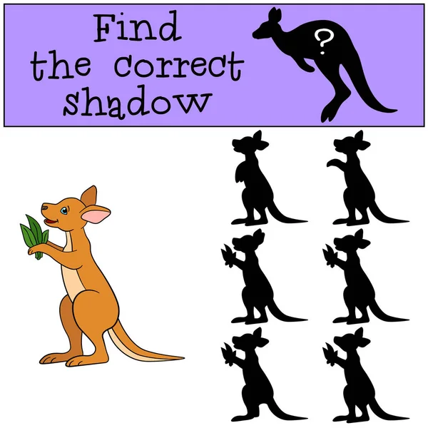 Lernspiel Finden Sie Den Richtigen Schatten Kleines Niedliches Baby Känguru — Stockvektor