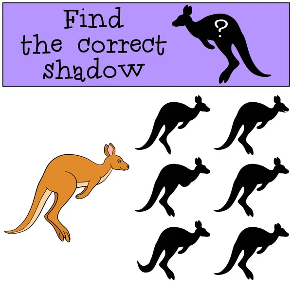 Lernspiel Finden Sie Den Richtigen Schatten Kleines Süßes Känguru Läuft — Stockvektor