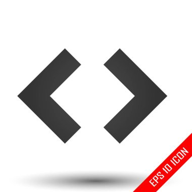 HTML kodu köşeli parantez. Kod ayraç simgesi. Basit düz logosunun beyaz arka plan üzerinde köşeli ayraç. Vektör çizim.