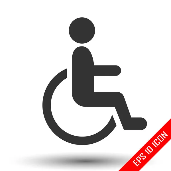 Handicap Pessoa Cadeira Rodas Ícone Desvantagem Formato Vetorial Fundo Branco — Vetor de Stock