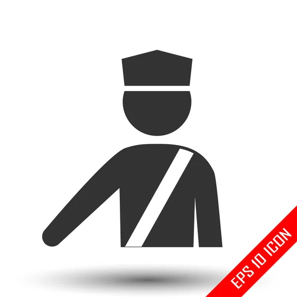 Polis Ikonen Officer Tecken Enkel Platt Logotyp Polis Vit Bakgrund — Stock vektor