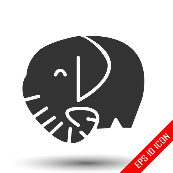 Elefant Ikonen Enkel Platt Logotyp Elefant Vit Bakgrund Vektorillustration — Stock vektor