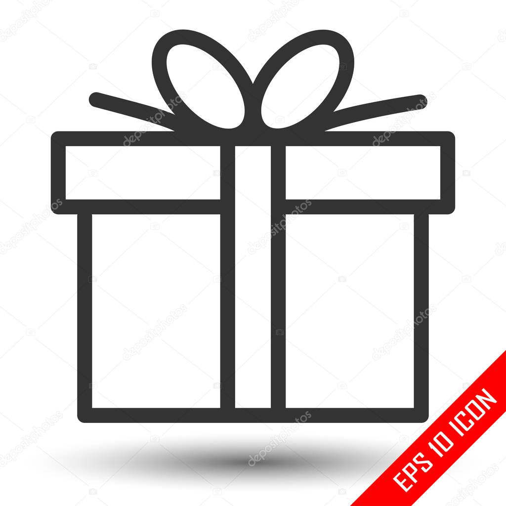 Gift flat icon. Gift box logo. Present box gear. Gift symbols.