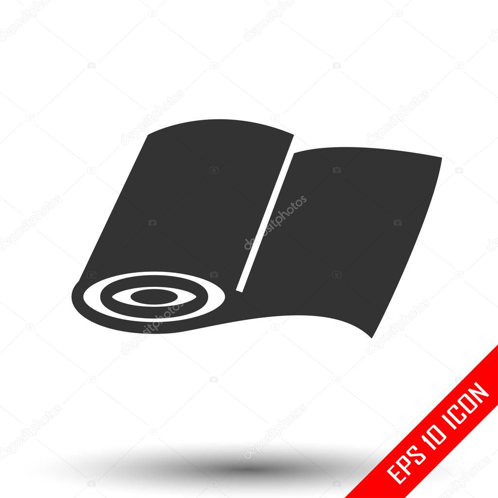 Textile roll icon. Simple flat logo of textile roll isolated on white background. Vector illustration.