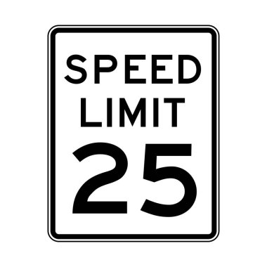 Speed limit 25 traffic light on white background clipart