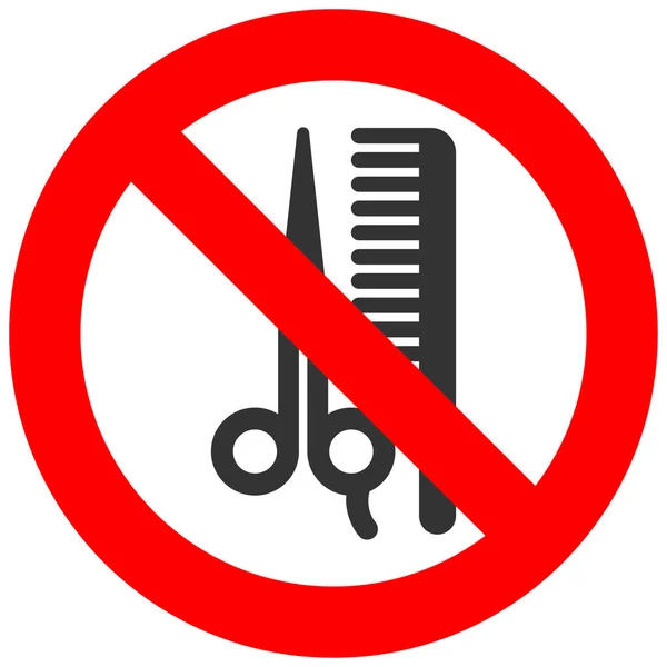 停止或禁止标志与剪刀和梳子图标隔离在白色背景 理发店是禁止的向量例证 不允许剪发图像 理发是被禁止的 — 图库矢量图片