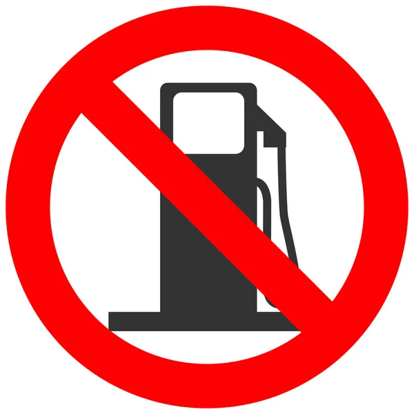 Signo Prohibido Con Icono Abstracto Gasolinera Aislado Sobre Fondo Blanco — Vector de stock