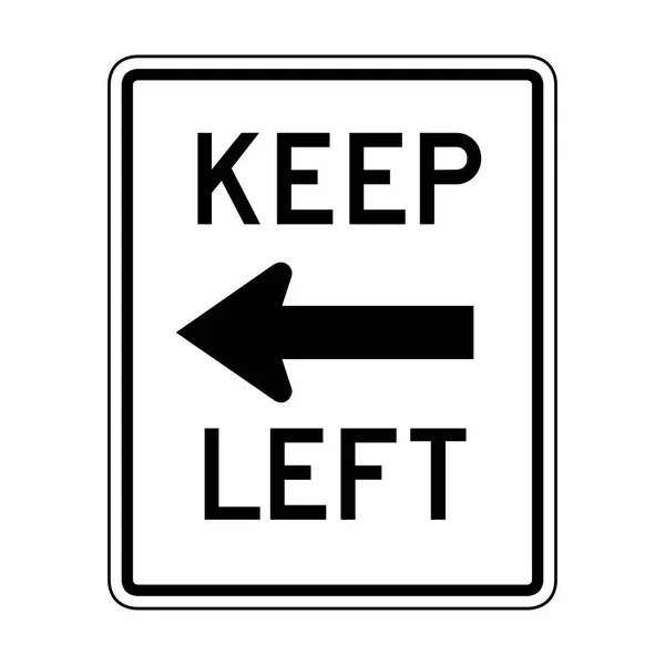 白い背景に分離された道路標識の左の記号図を維持します — ストックベクタ