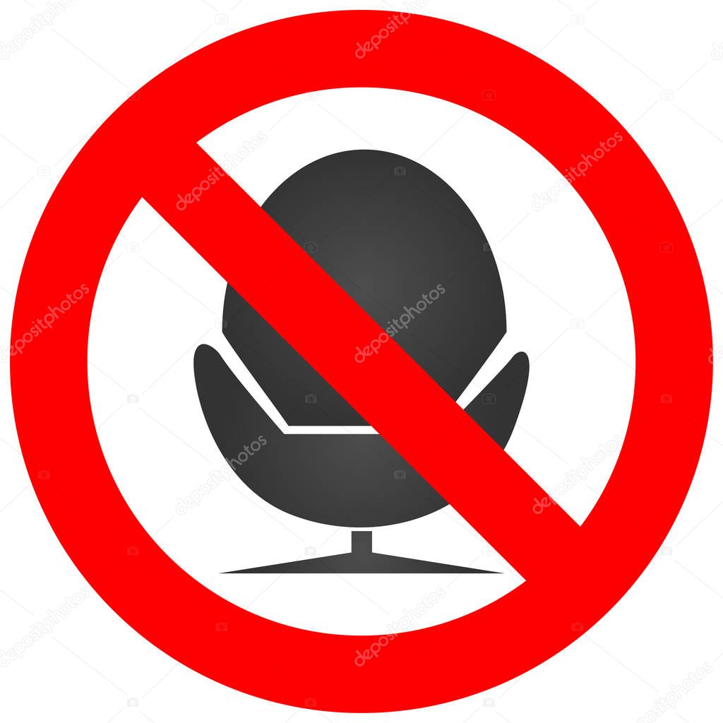 Prohibition sign with chair icon isolated on white background. Lying on chain is forbidden vector illustration. Chair is not allowed image. Chairs are banned.