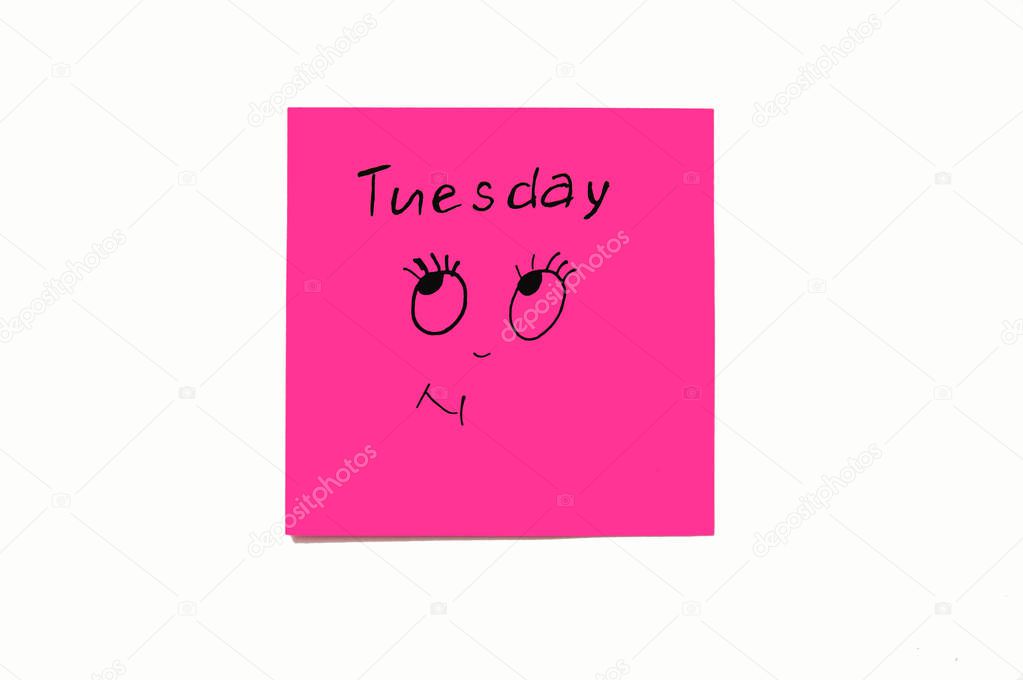 Notes stickers to remind the days of the week. Funny notes with 