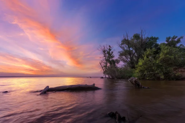 Schöner Sonnenaufgang Ufer Frühling Ukraine Dnipro Fluss — Stockfoto