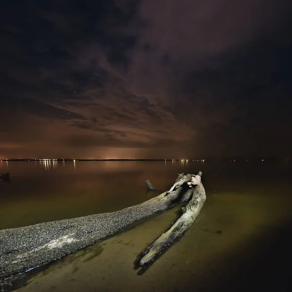 Nachtlandschaft See Sehr Lange Bis Zum Morgengrauen — Stockfoto