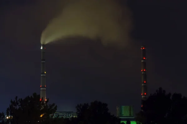 Central Térmica Noche Paisaje Energía Ucrania — Foto de Stock