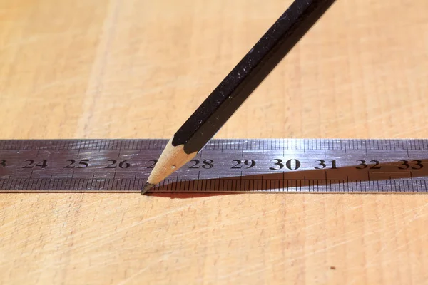 Reparatur Board Lineal Bleistift Einfaches Foto Moment Reparatur — Stockfoto