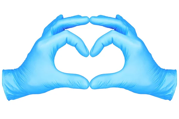 Photo Hand Glove Isolated Figure Heart Hand Position Simulate Heart — Stock Photo, Image