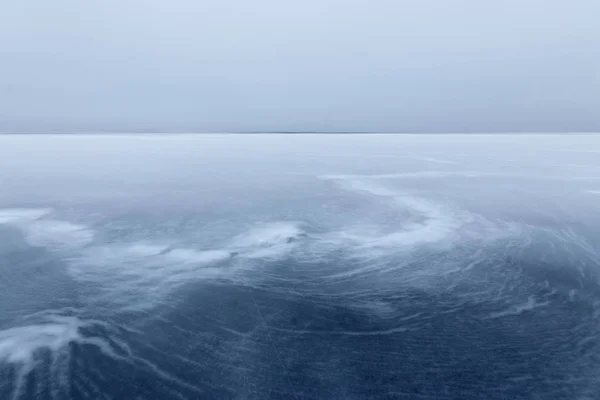 Phantasievolle Muster Auf Dem Eis Morgennebel Horizont — Stockfoto