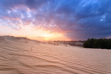 günbatımı kum tepeleri üzerinde / parlak renkler erken Bahar