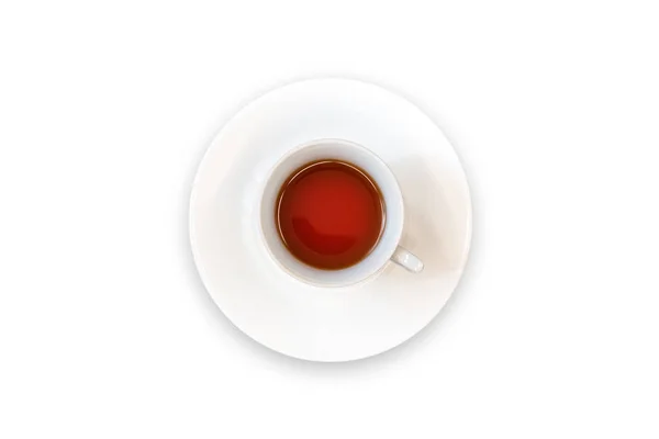 Klassischer Tee weiße Tasse Draufsicht — Stockfoto