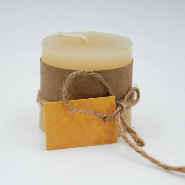 Candle Natural Rope Paper Tag — Stock Photo, Image